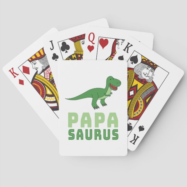 Papasaurus Dinosaur Tyrannosaurus Rex Father's Day Playing Cards (Back)