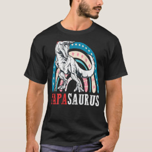 Papasaurus Rex Dinosaur Papa Saurus Rainbow Father T-Shirt