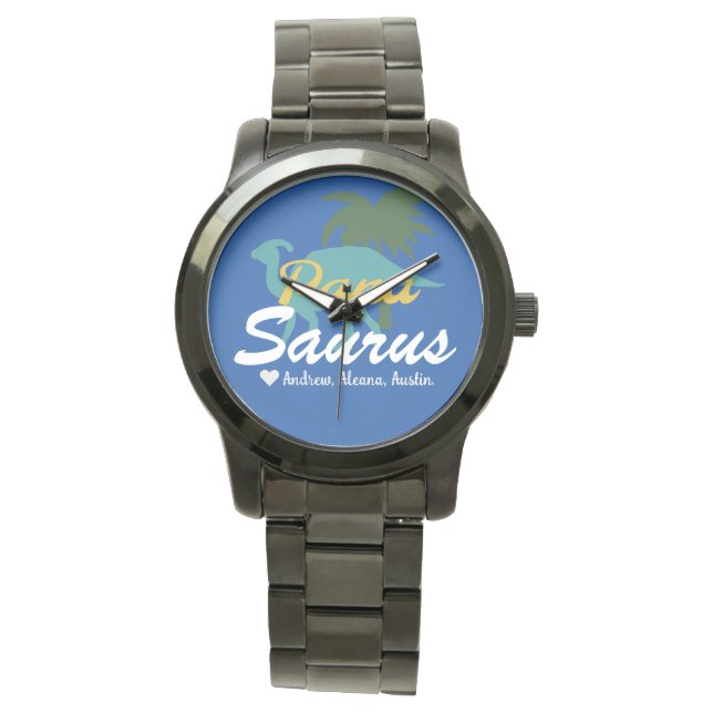 Papasaurus Simple chic Names Personalised Custom Watch (Front)