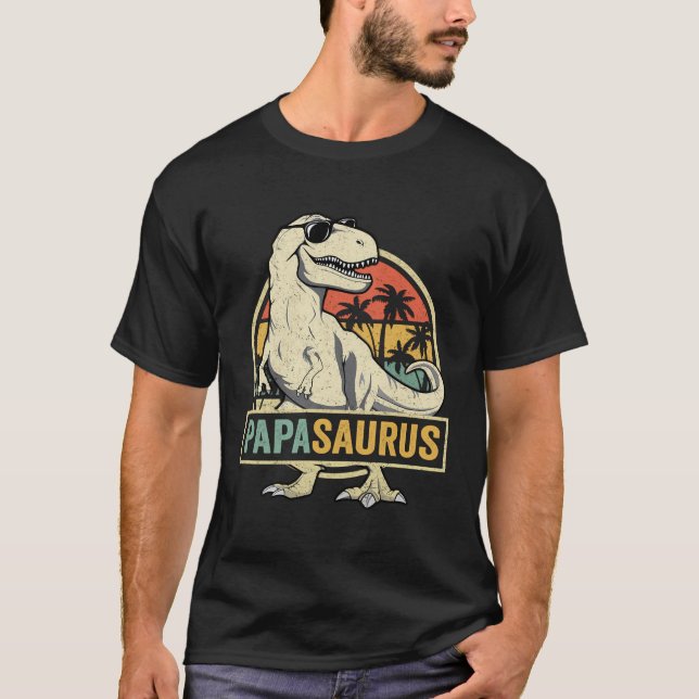 Papasaurus T Rex Dinosaur Papa Saurus Family T-Shirt (Front)