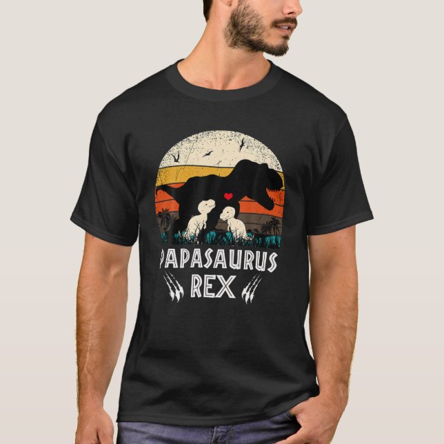 Papasaurus T-Rex Papa Saurus Dinosaur Men Dad Dadd T-Shirt (Front)
