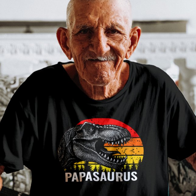 Papasaurus T-rex Vintage Retro Sunset T-Shirt (Creator Uploaded)