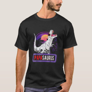 Papasaurus Tee For Men Fathers Day Gift 80S Retro