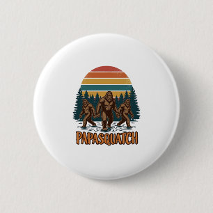 Papasquatch Bigfoot Vintage Sunset Vector Design_1 6 Cm Round Badge