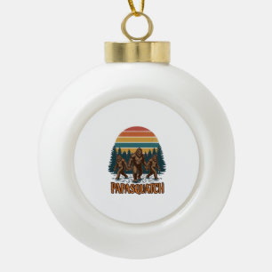 Papasquatch Bigfoot Vintage Sunset Vector Design_1 Ceramic Ball Christmas Ornament