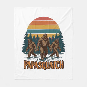 Papasquatch Bigfoot Vintage Sunset Vector Design_1 Fleece Blanket