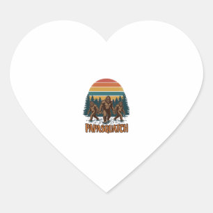 Papasquatch Bigfoot Vintage Sunset Vector Design_1 Heart Sticker