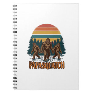 Papasquatch Bigfoot Vintage Sunset Vector Design_1 Notebook