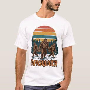 Papasquatch Bigfoot Vintage Sunset Vector Design_1 T-Shirt