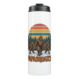 Papasquatch Bigfoot Vintage Sunset Vector Design_1 Thermal Tumbler