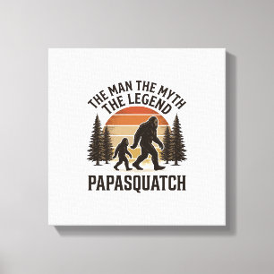 Papasquatch Vintage Bigfoot Dad Shirt Design_1 Canvas Print