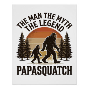 Papasquatch Vintage Bigfoot Dad Shirt Design_1 Poster