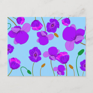 Papaver Poppy Lilac on pale-blue background Holiday Postcard