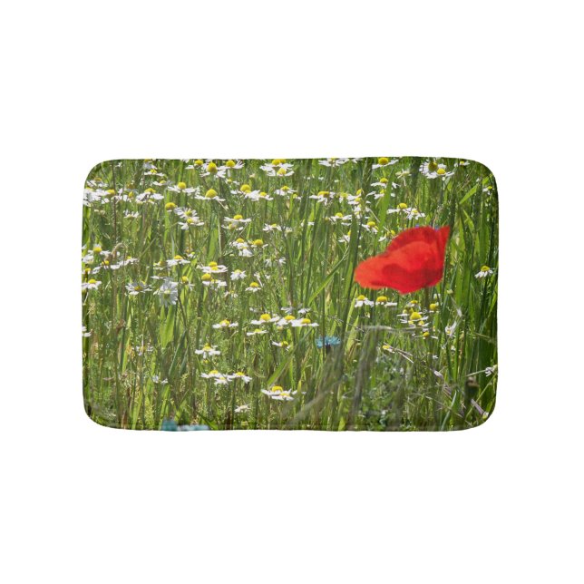 Papaver rhoeas, a red flower bath mat (Front)