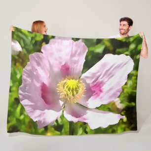 Papaver Somniferum Pink Poppy Art Fleece Blanket