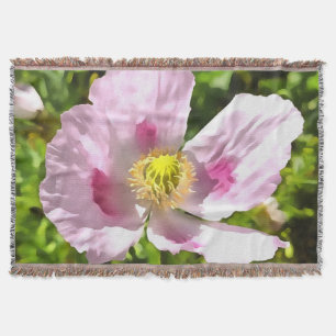 Papaver Somniferum Pink Poppy Art Throw Blanket