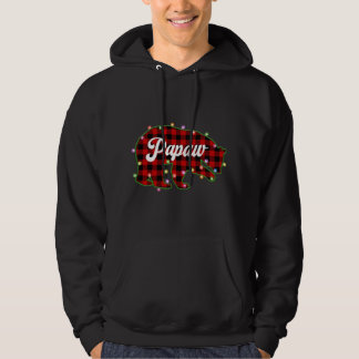 Papaw Bear Buffalo Plaid Red Christmas Light Match Hoodie