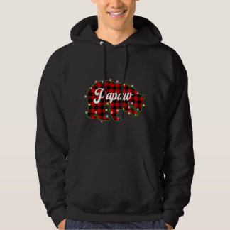 Papaw Bear Buffalo Plaid Red Christmas Light Match Hoodie
