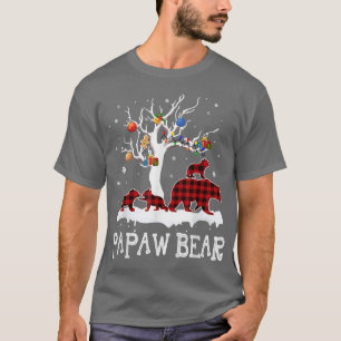Papaw Bear Christmas Pajama Red Plaid Buffalo Fami T-Shirt