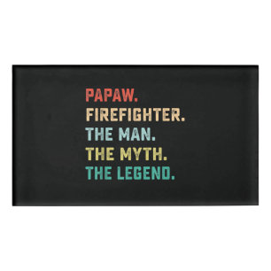 Papaw Firefighter Man Myth Legend Papa Gifts Name Tag