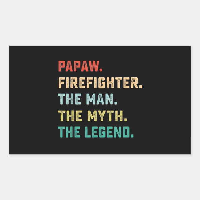 Papaw Firefighter Man Myth Legend Papa Gifts Rectangular Sticker (Front)