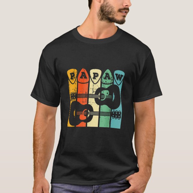 Papaw Guitar Pick Guitar Player Grandpa Retro Guit T-Shirt (Front)