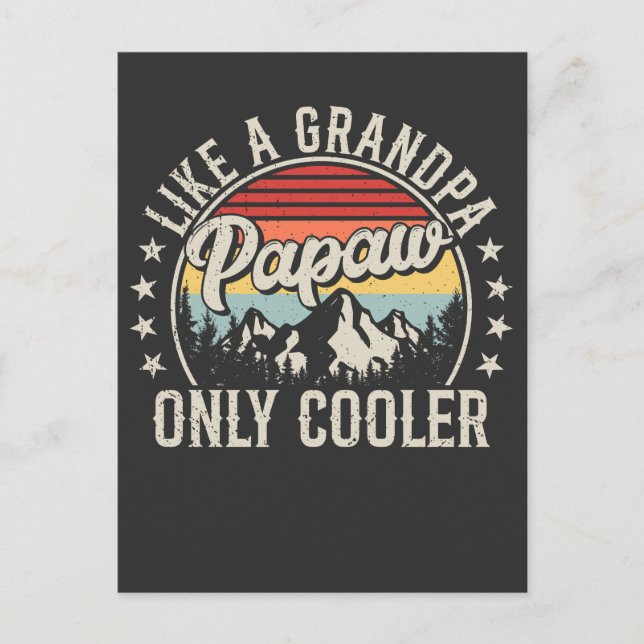 Papaw Like a Grandpa Only Cooler Retro Postcard (Front)