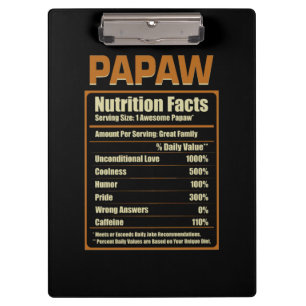 Papaw Nutrition Facts Unconditional Love Clipboard