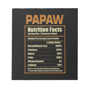 Papaw Nutrition Facts Unconditional Love Notepad