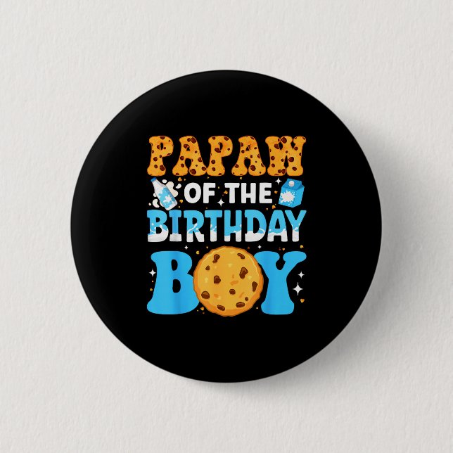 Papaw Of The Birthday Boy Milk And Cookies 1st Bir 6 Cm Round Badge (Front)