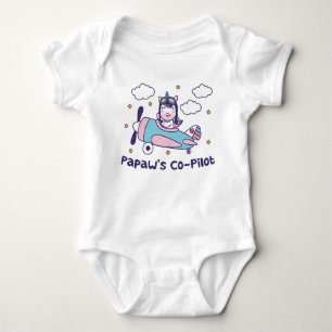 Papaw's Co-Pilot - Unicorn Aeroplane Baby Bodysuit