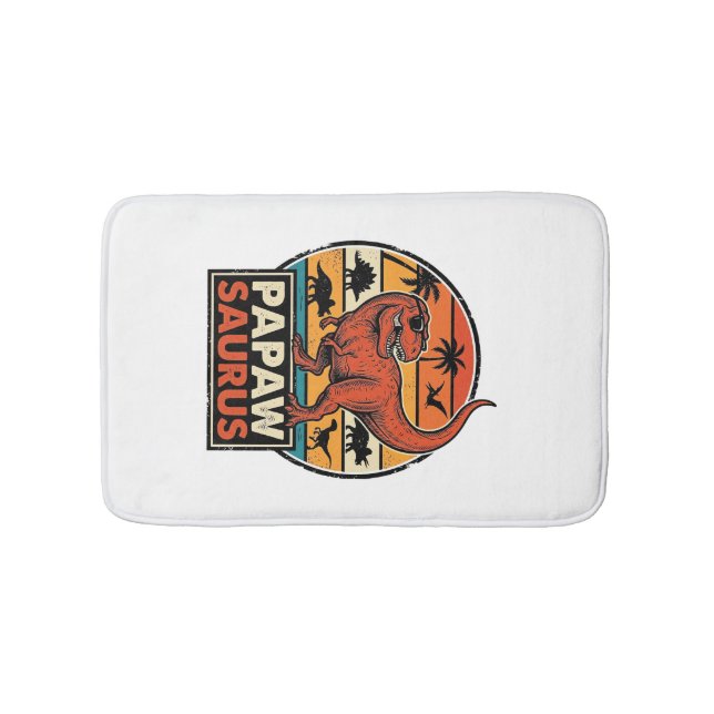 Papawsaurus Retro Dinosaur Sunset Vector Design_1 Bath Mat (Front)