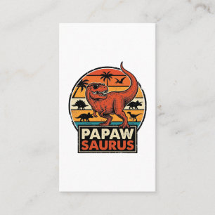 Papawsaurus Retro Dinosaur Sunset Vector Design_1 Business Card