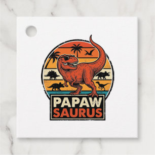 Papawsaurus Retro Dinosaur Sunset Vector Design_1 Favour Tags