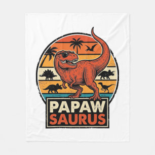 Papawsaurus Retro Dinosaur Sunset Vector Design_1 Fleece Blanket