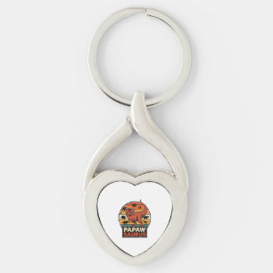 Papawsaurus Retro Dinosaur Sunset Vector Design_1 Key Ring