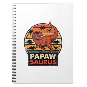 Papawsaurus Retro Dinosaur Sunset Vector Design_1 Notebook