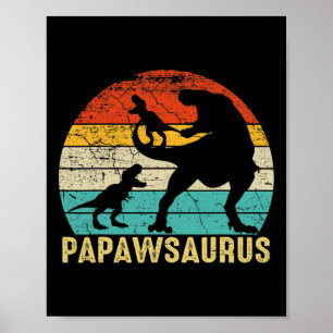 Papawsaurus Rex Papaw Dinosaur 2 Kids Fathers Day  Poster