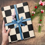 Papaya and Black Chequered Chequerboard Vintage Wrapping Paper<br><div class="desc">Papaya and Black Chequered Chequerboard Vintage Wrapping Paper</div>