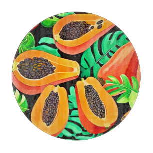 Papaya and Leaves Fresh Pattern Cutting Board