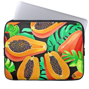 Papaya and Leaves Fresh Pattern Laptop Sleeve