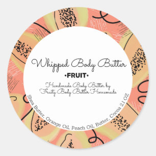 Papaya Body Butter Bath Branding Packaging Classic Round Sticker