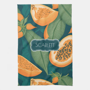 Papaya Floral Colourful Personalised Pattern Tea Towel