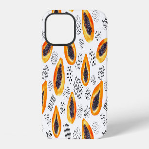 Papaya fruit: abstract watercolor pattern. iPhone 12 case