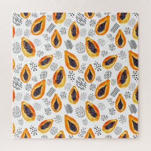 Papaya fruit: abstract watercolor pattern. jigsaw puzzle