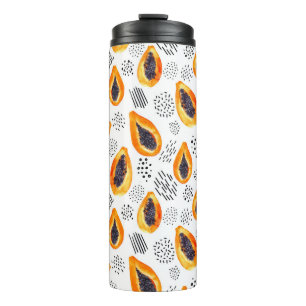 Papaya fruit: abstract watercolor pattern. thermal tumbler