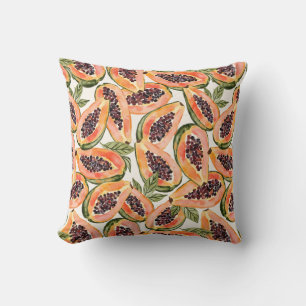 Papaya Fruit Watercolor Cushion