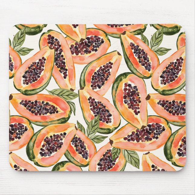 Papaya Fruit Watercolor Mouse Pad (Front)