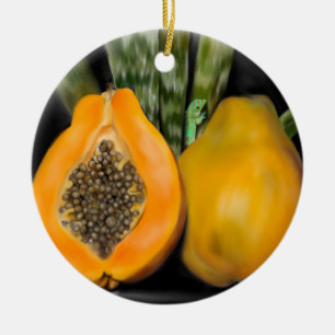 Papaya Gecko Ceramic Tree Decoration