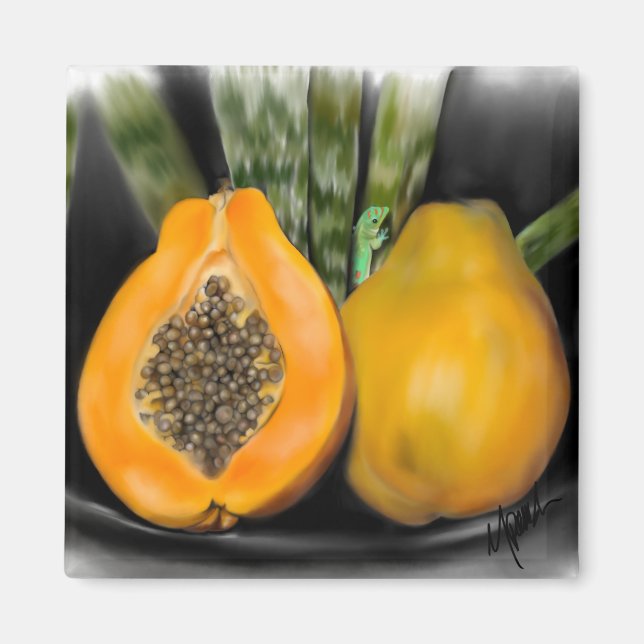 Papaya Gecko Magnet (Front)